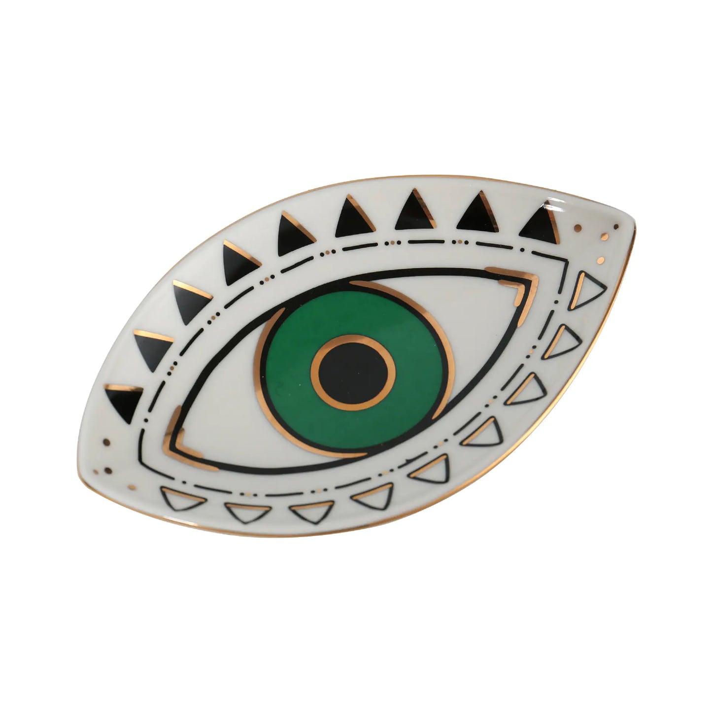 Oval Ceramic Tray with Evil Eye Design