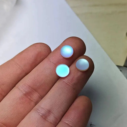Frosted Round Flat Bottom AB Color Moonstone Glass Beads