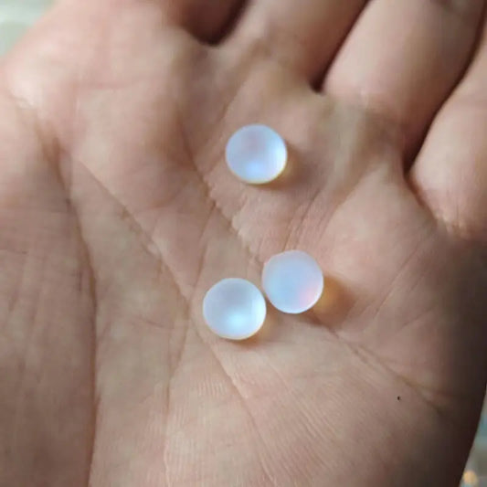 Frosted Round Flat Bottom AB Color Moonstone Glass Beads
